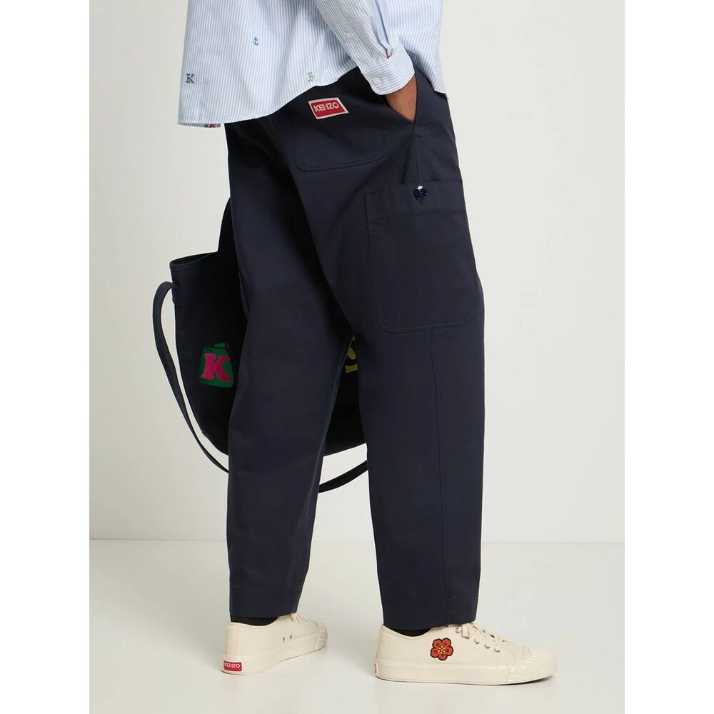 KENZO Pants Mens XXL Black Straight Cargo Jogpants Relaxed Elastic Waist $395